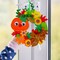 12 Sets Pumpkin Fall Leaf Wreath Signs Decorations Art Sets DIY Fall Halloween Thanksgiving Craft Kits Pumpkin Autumn Leaf Sunflower Foam Stickers Bows and Googly Eyes for Kids Party Activities